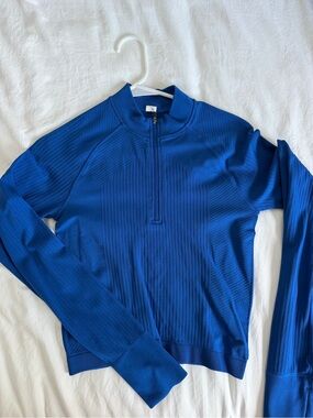 DSG Blue Quarter-Zip Ribbed Pullover